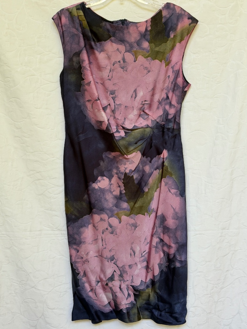 Floral Faux Wrap Dress Purple Pink Sz 12